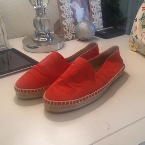Chanel orange/red suede espadrilles size 39